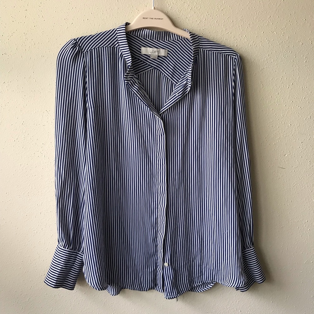 Blue & white striped loft blouse! - Picture 1 of 3